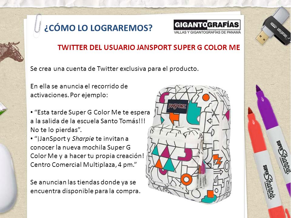 ¿CÓMO LO LOGRAREMOS TWITTER DEL USUARIO JANSPORT SUPER G COLOR ME
