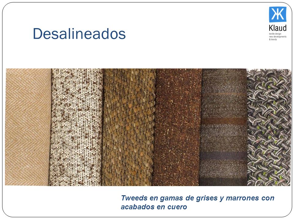 Desalineados Tweeds en gamas de grises y marrones con acabados en cuero