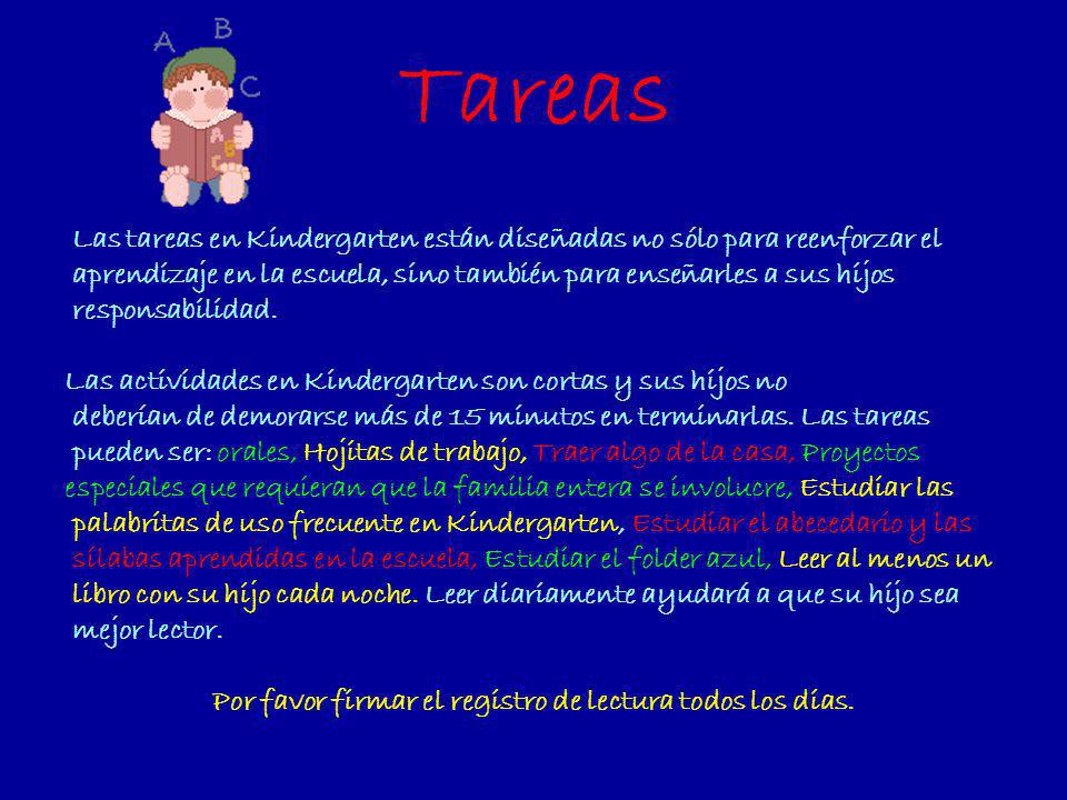 Por favor firmar el registro de lectura todos los dias.