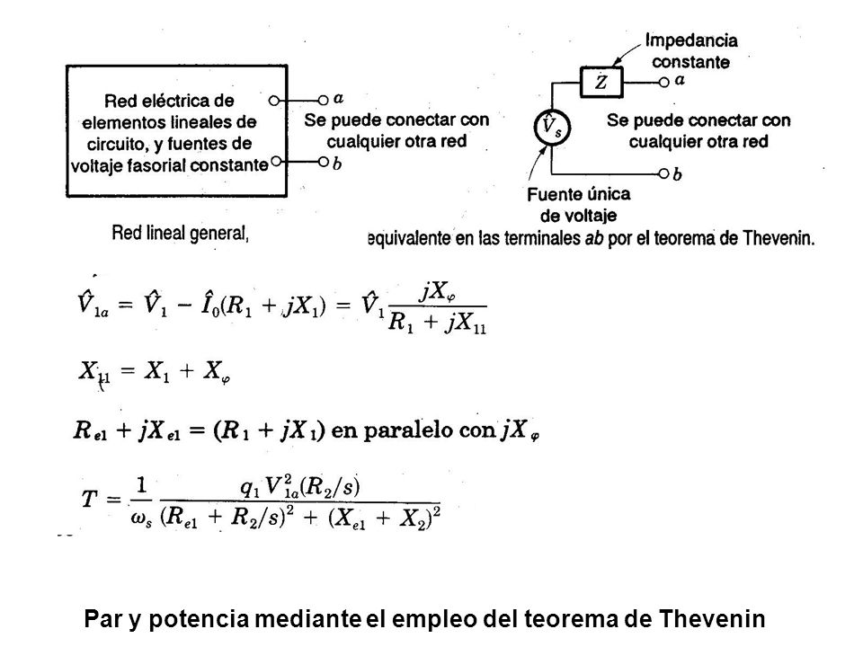 Par y potencia mediante el empleo del teorema de Thevenin