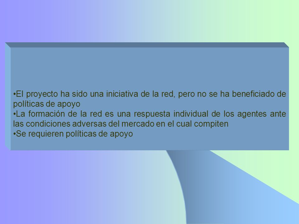 El proyecto ha sido una iniciativa de la red, pero no se ha beneficiado de políticas de apoyo