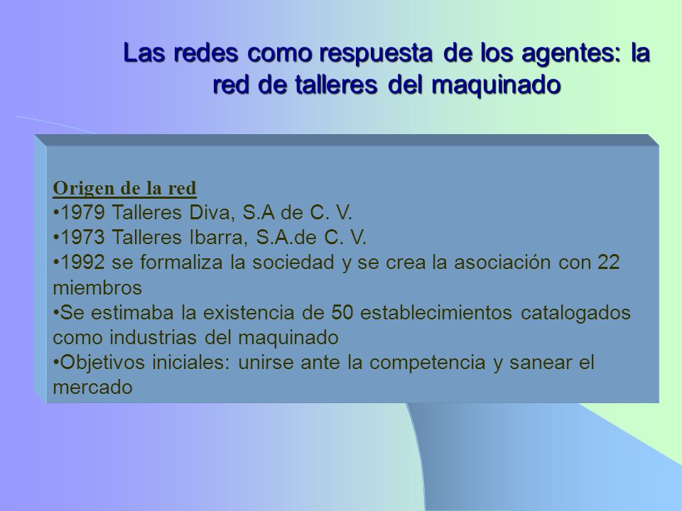 Las redes como respuesta de los agentes: la red de talleres del maquinado