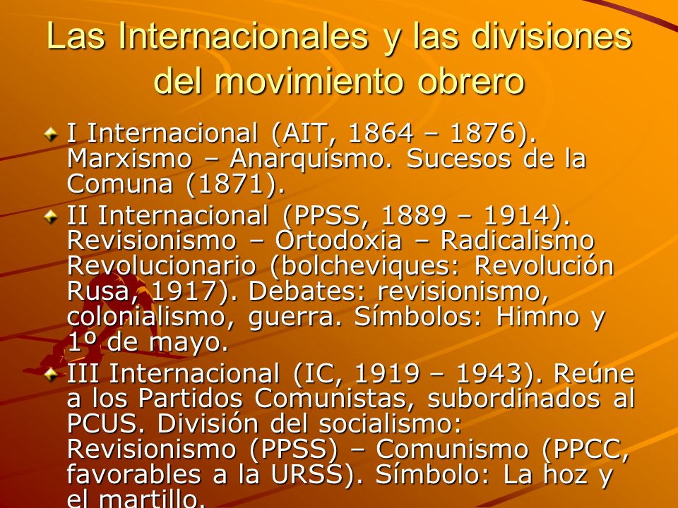 Las Internacionales y las divisiones del movimiento obrero