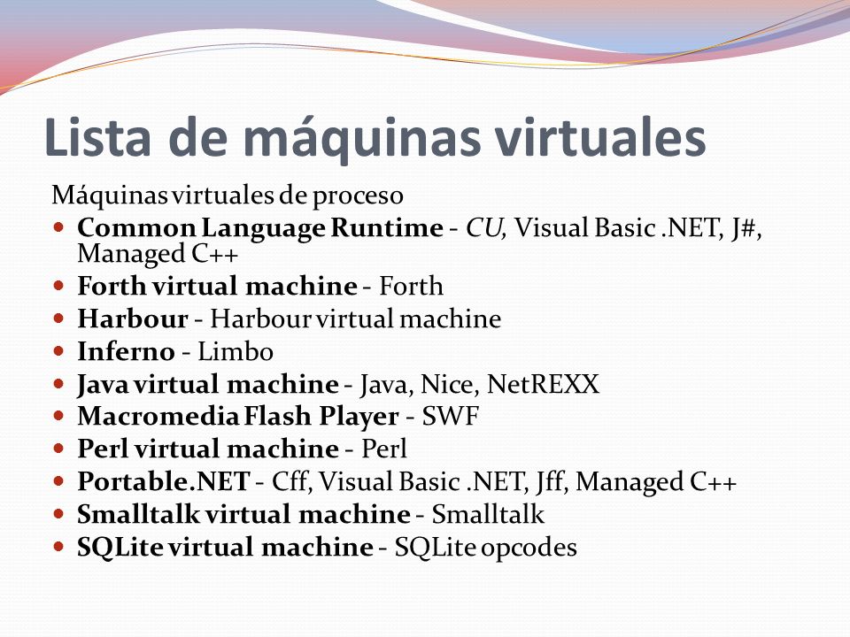 Lista de máquinas virtuales