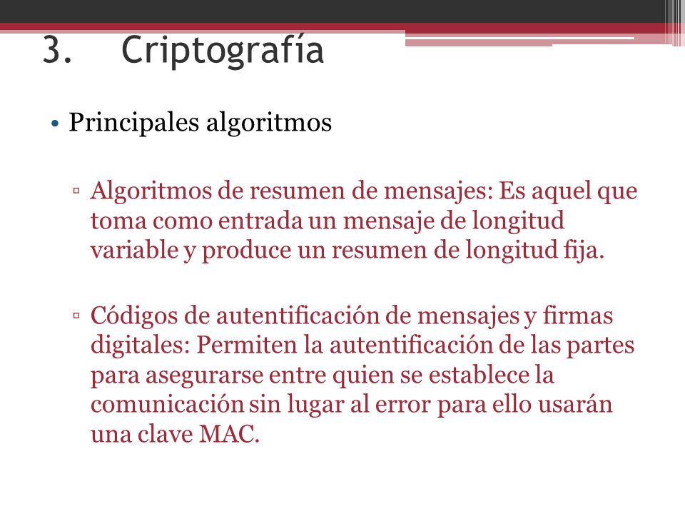 3. Criptografía Principales algoritmos
