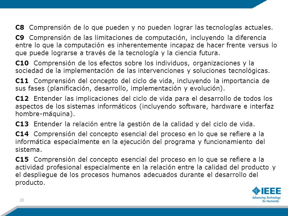 C8 Comprensión de lo que pueden y no pueden lograr las tecnologías actuales.
