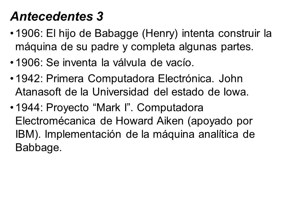 Antecedentes : El hijo de Babagge (Henry) intenta construir la máquina de su padre y completa algunas partes.
