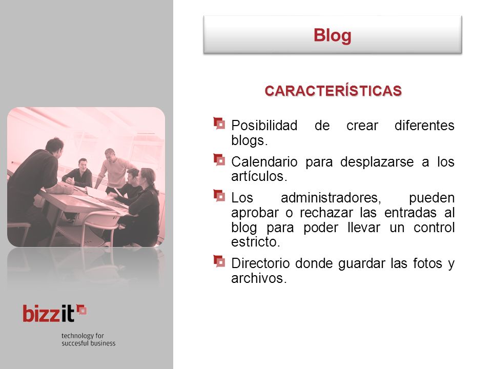 Blog CARACTERÍSTICAS Posibilidad de crear diferentes blogs.