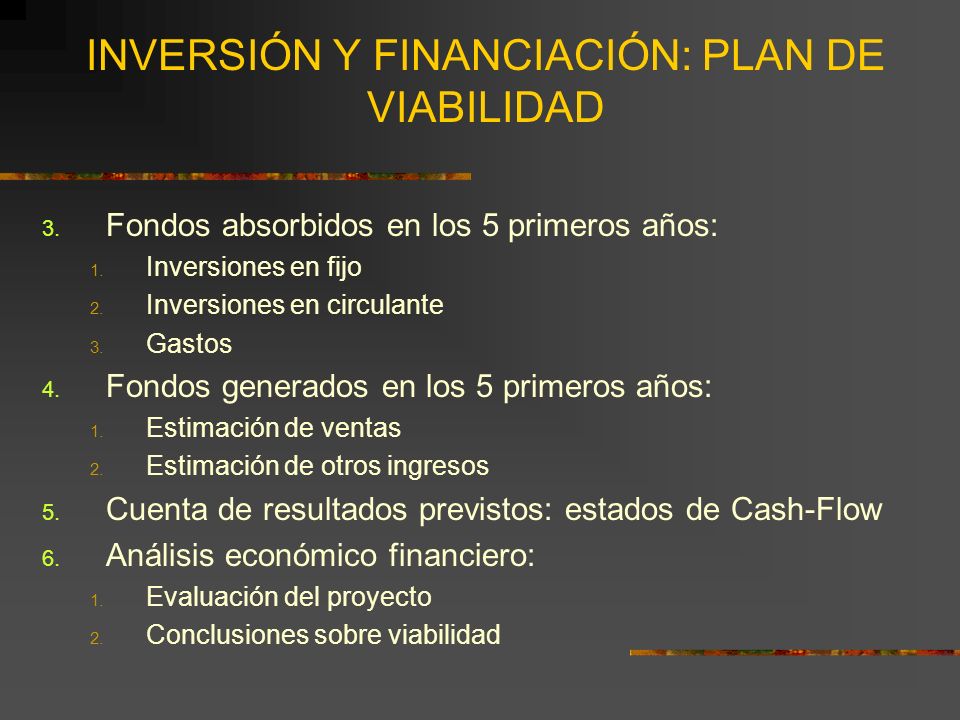 INVERSIÓN Y FINANCIACIÓN: PLAN DE VIABILIDAD