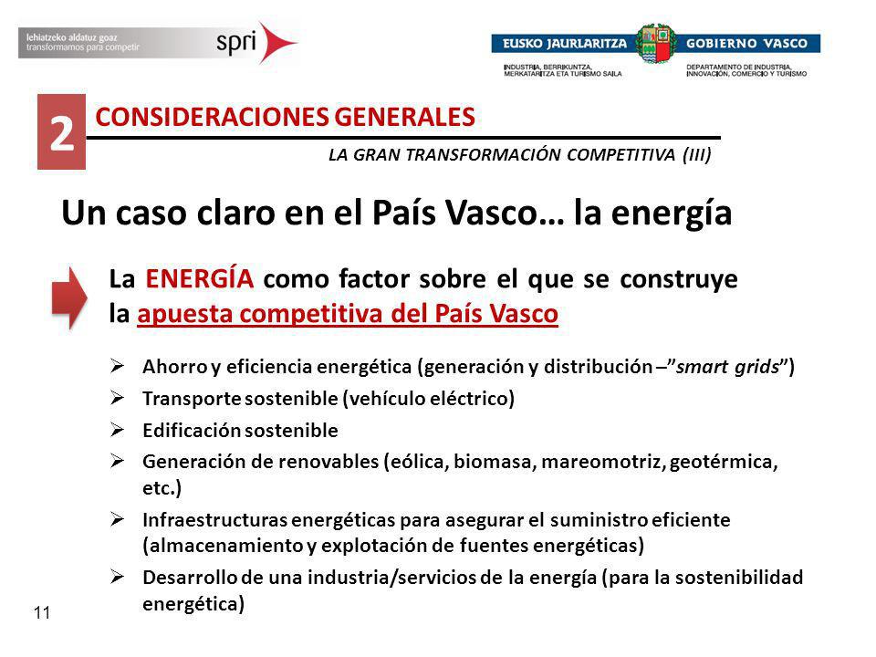 2 Un caso claro en el País Vasco… la energía CONSIDERACIONES GENERALES