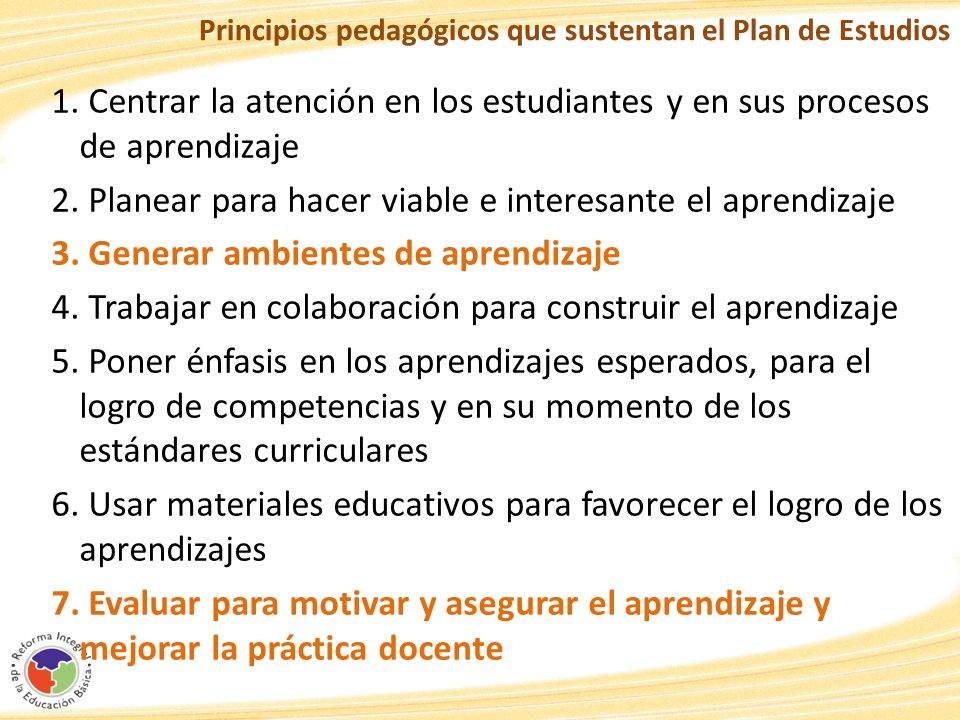 Principios pedagógicos que sustentan el Plan de Estudios