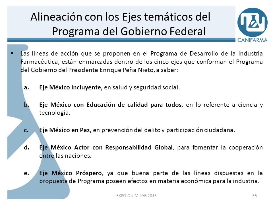 Alineación con los Ejes temáticos del Programa del Gobierno Federal