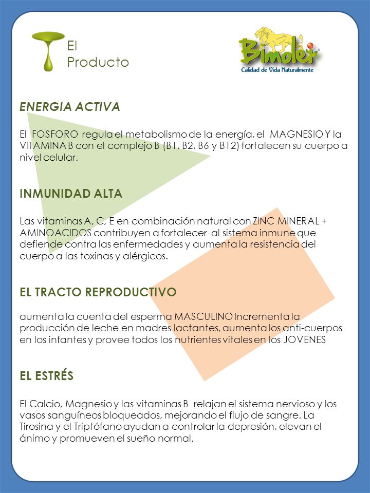 El Producto ENERGIA ACTIVA INMUNIDAD ALTA EL TRACTO REPRODUCTIVO