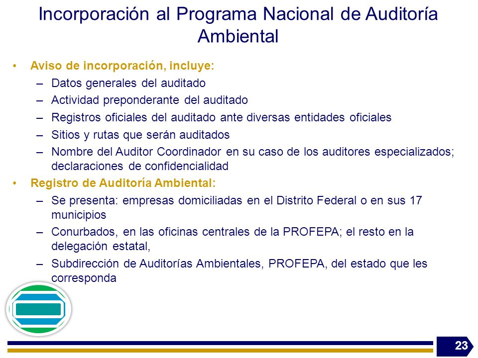 Incorporación al Programa Nacional de Auditoría Ambiental