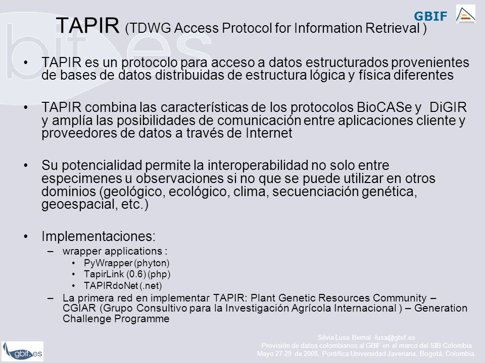 TAPIR (TDWG Access Protocol for Information Retrieval )