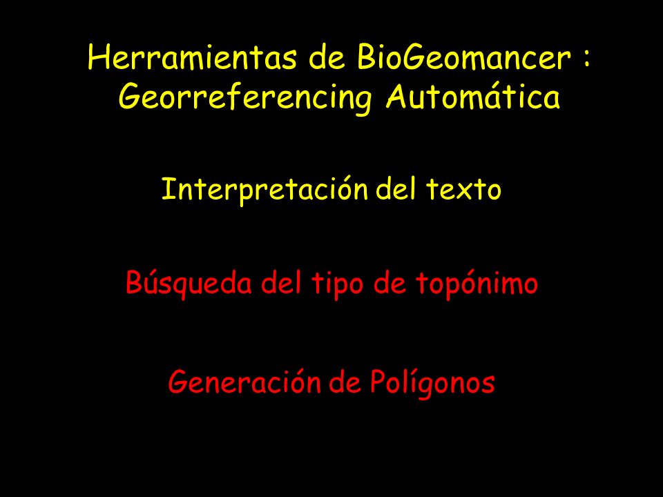 Herramientas de BioGeomancer : Georreferencing Automática