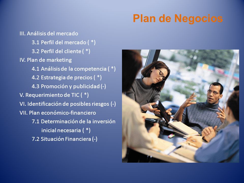 Plan de Negocios III. Análisis del mercado 3.1 Perfil del mercado ( *)