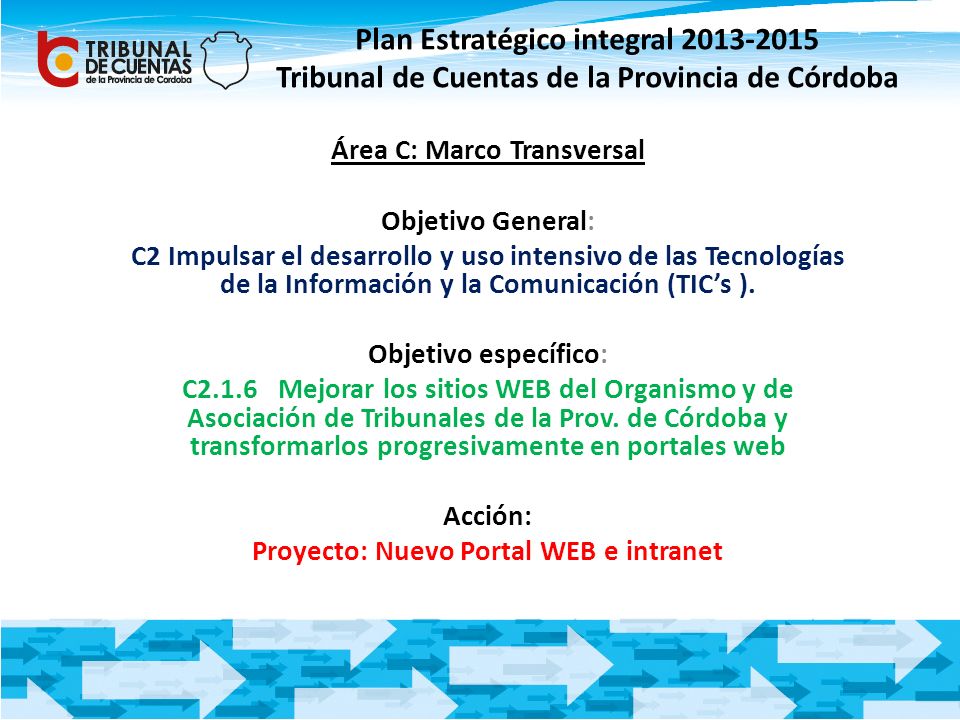 Área C: Marco Transversal Proyecto: Nuevo Portal WEB e intranet