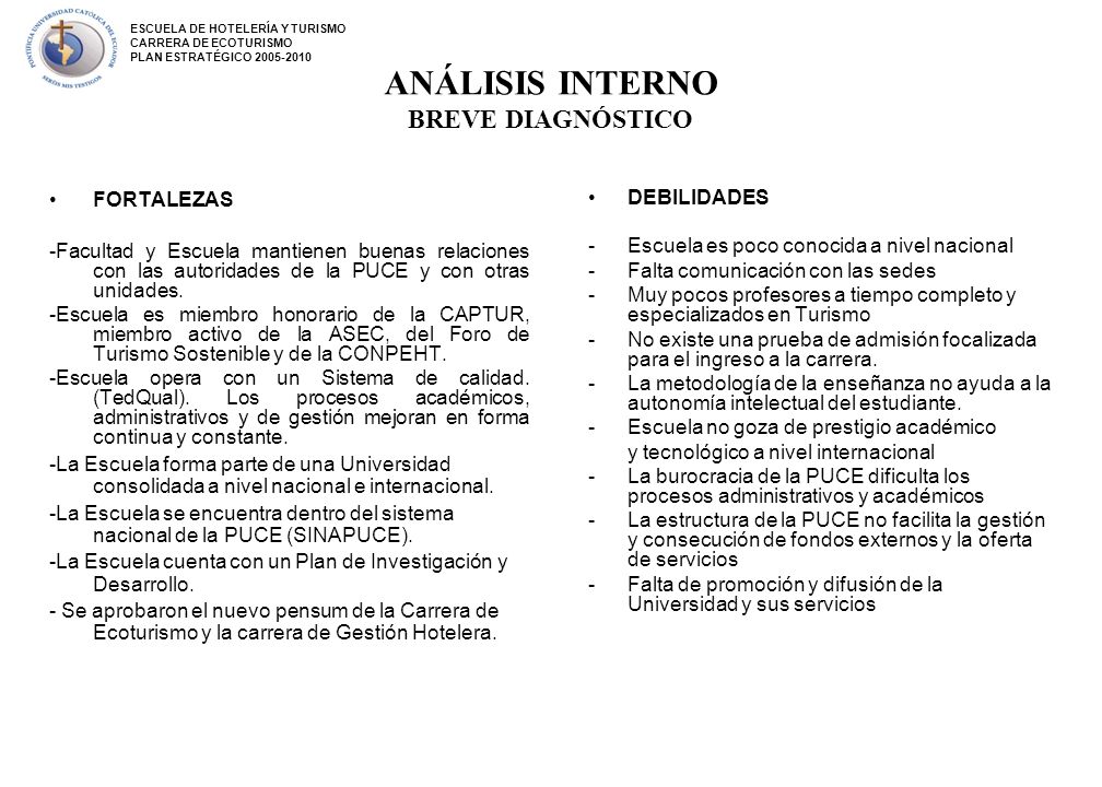 ANÁLISIS INTERNO BREVE DIAGNÓSTICO