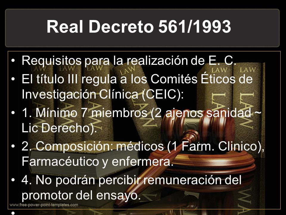 Real Decreto 561/1993 Requisitos para la realización de E. C.