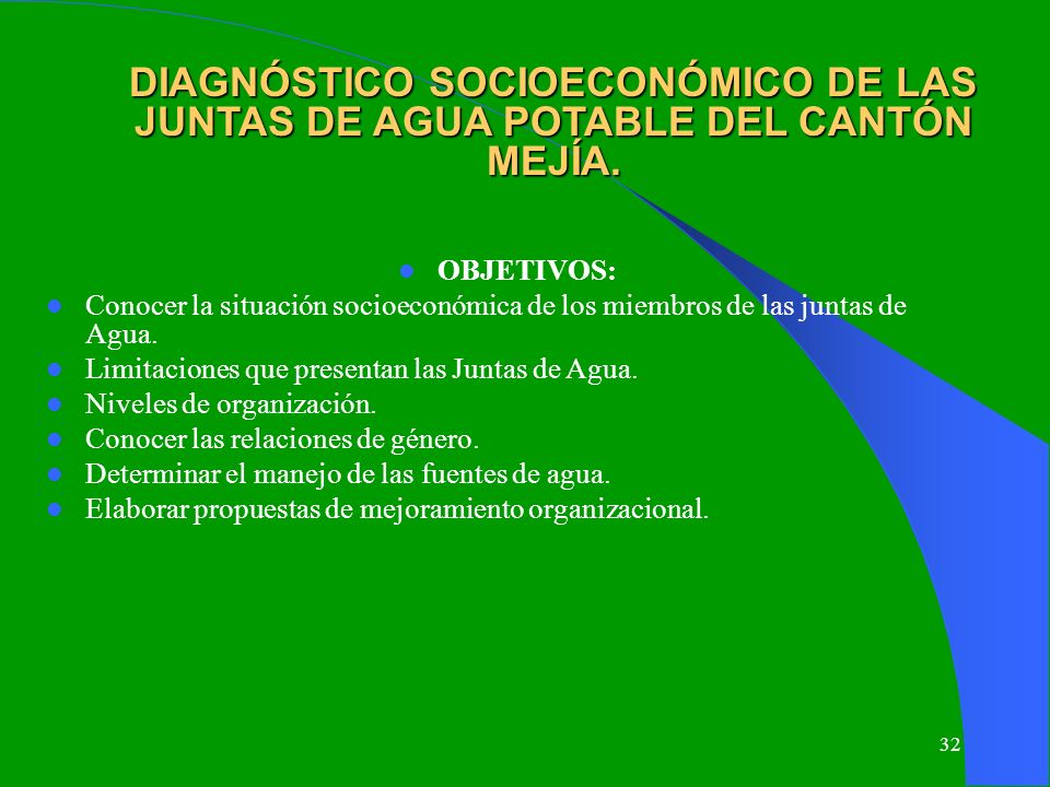 DIAGNÓSTICO SOCIOECONÓMICO DE LAS JUNTAS DE AGUA POTABLE DEL CANTÓN MEJÍA.