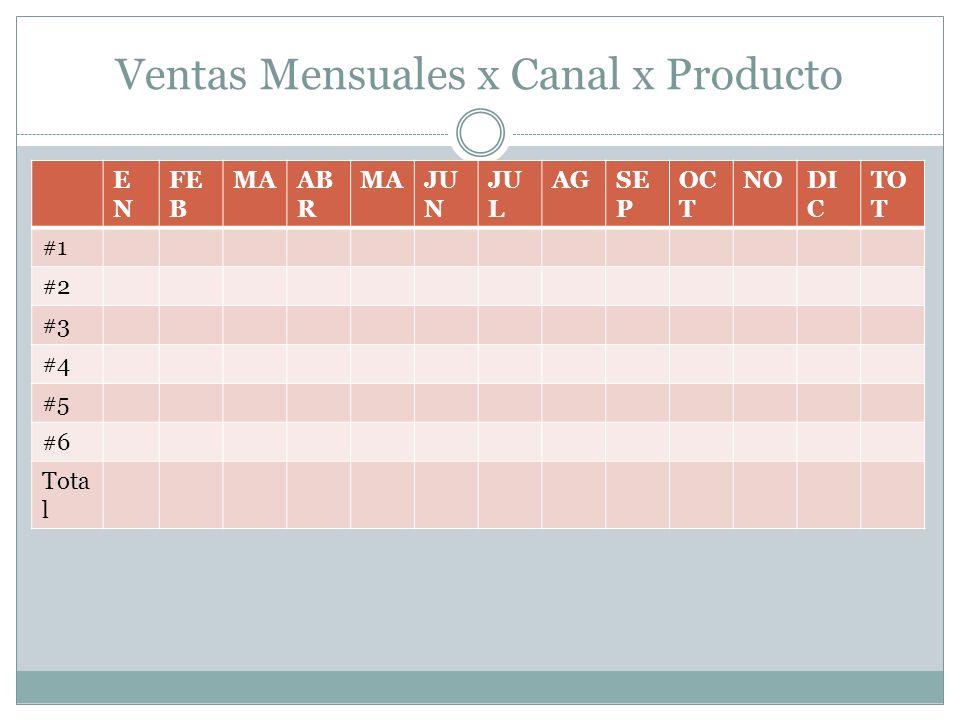 Ventas Mensuales x Canal x Producto