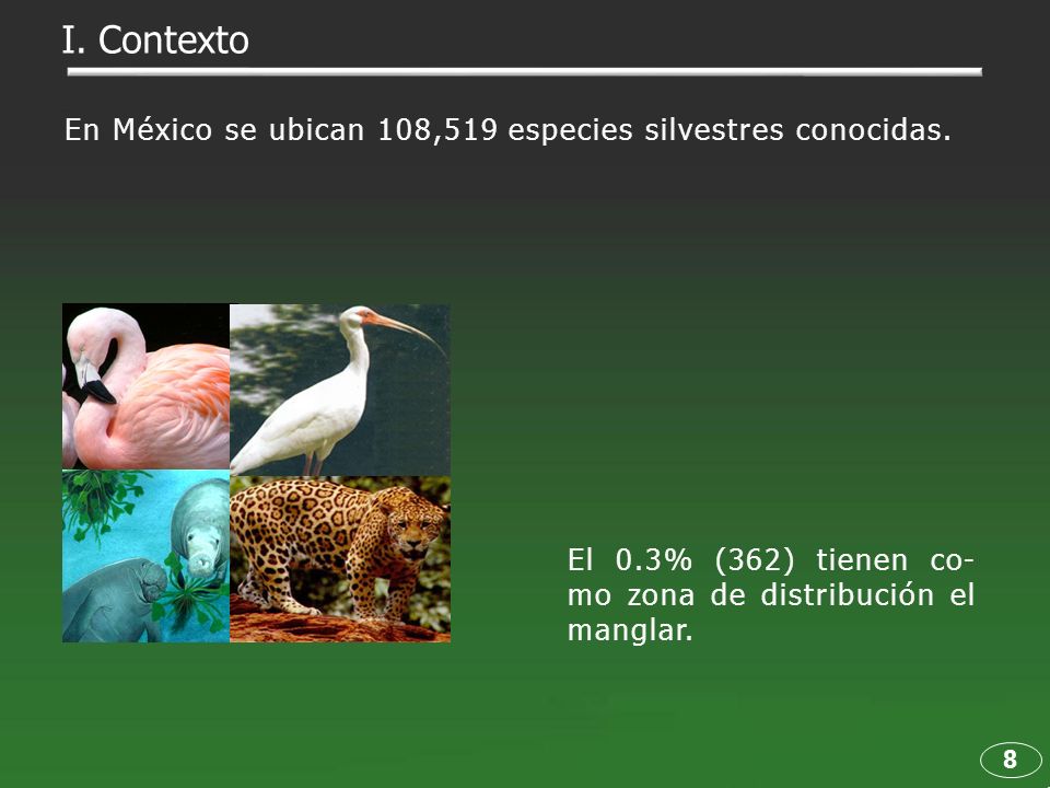 I. Contexto En México se ubican 108,519 especies silvestres conocidas.