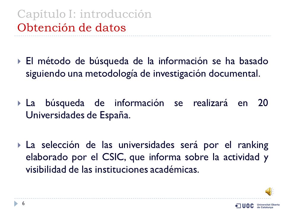 Capítulo I: introducción Obtención de datos