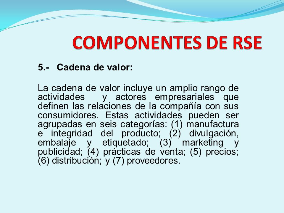 COMPONENTES DE RSE 5.- Cadena de valor: