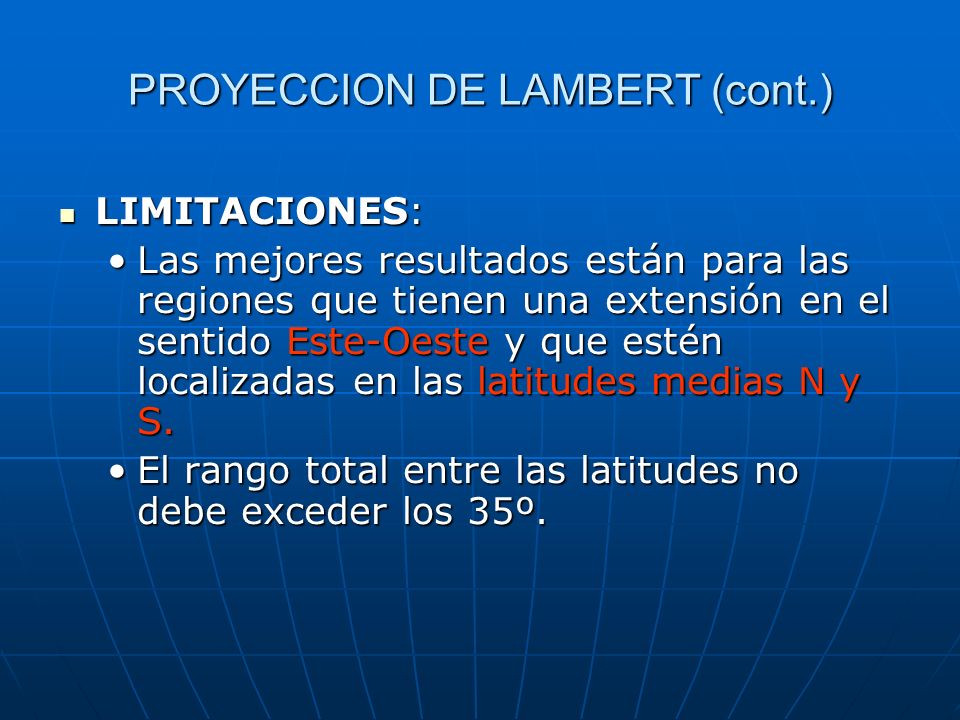 PROYECCION DE LAMBERT (cont.)