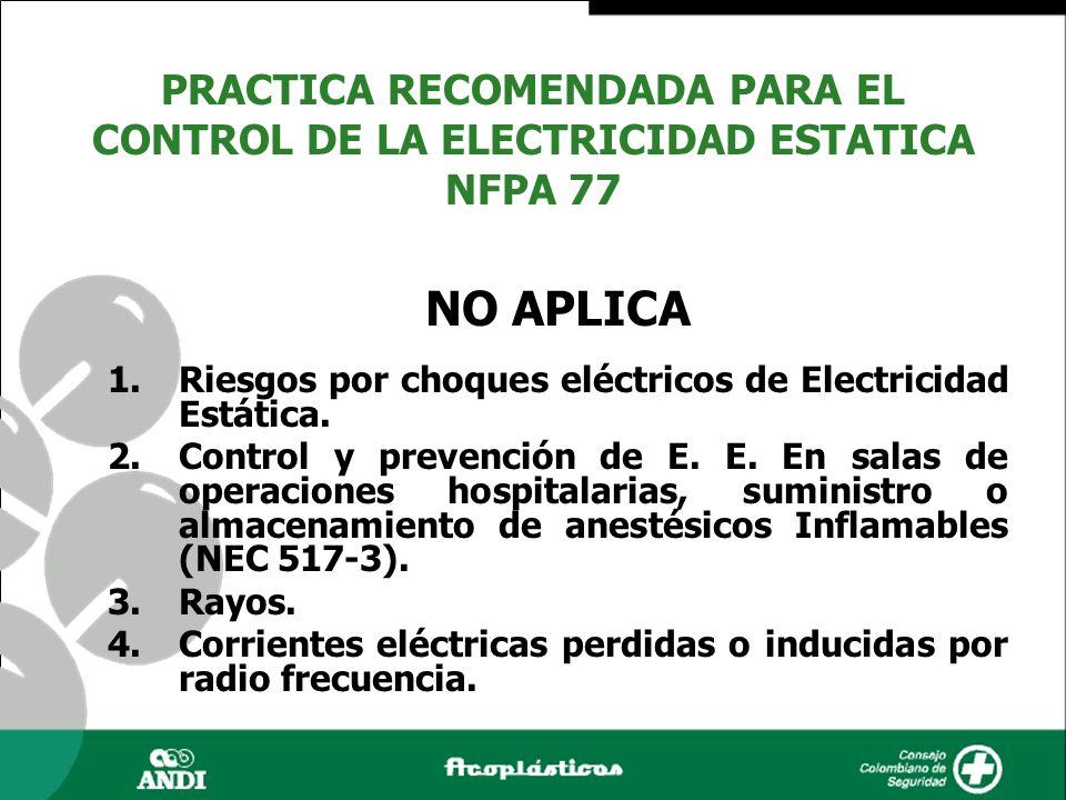 PRACTICA RECOMENDADA PARA EL CONTROL DE LA ELECTRICIDAD ESTATICA NFPA 77