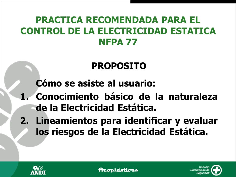 PRACTICA RECOMENDADA PARA EL CONTROL DE LA ELECTRICIDAD ESTATICA NFPA 77