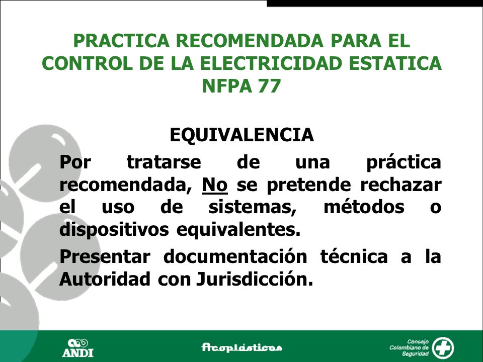 PRACTICA RECOMENDADA PARA EL CONTROL DE LA ELECTRICIDAD ESTATICA NFPA 77