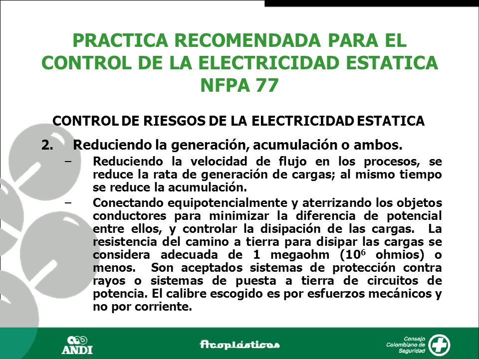 PRACTICA RECOMENDADA PARA EL CONTROL DE LA ELECTRICIDAD ESTATICA NFPA 77