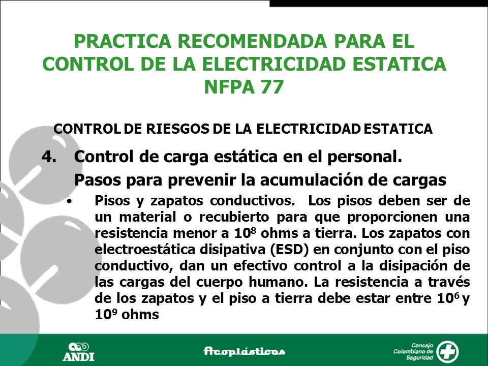 PRACTICA RECOMENDADA PARA EL CONTROL DE LA ELECTRICIDAD ESTATICA NFPA 77