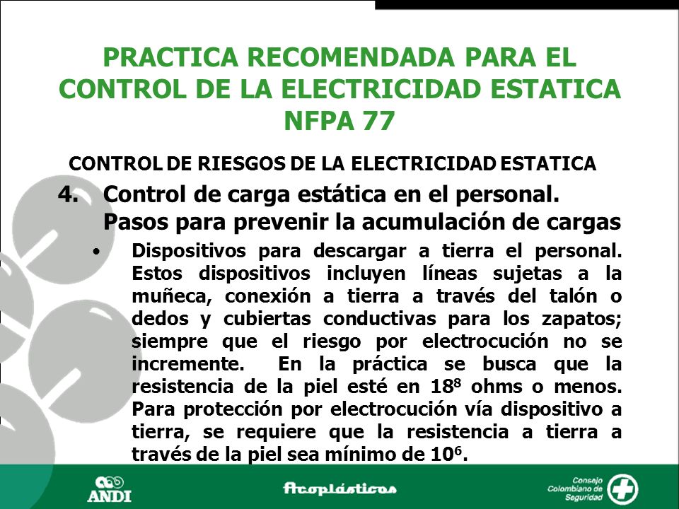 PRACTICA RECOMENDADA PARA EL CONTROL DE LA ELECTRICIDAD ESTATICA NFPA 77