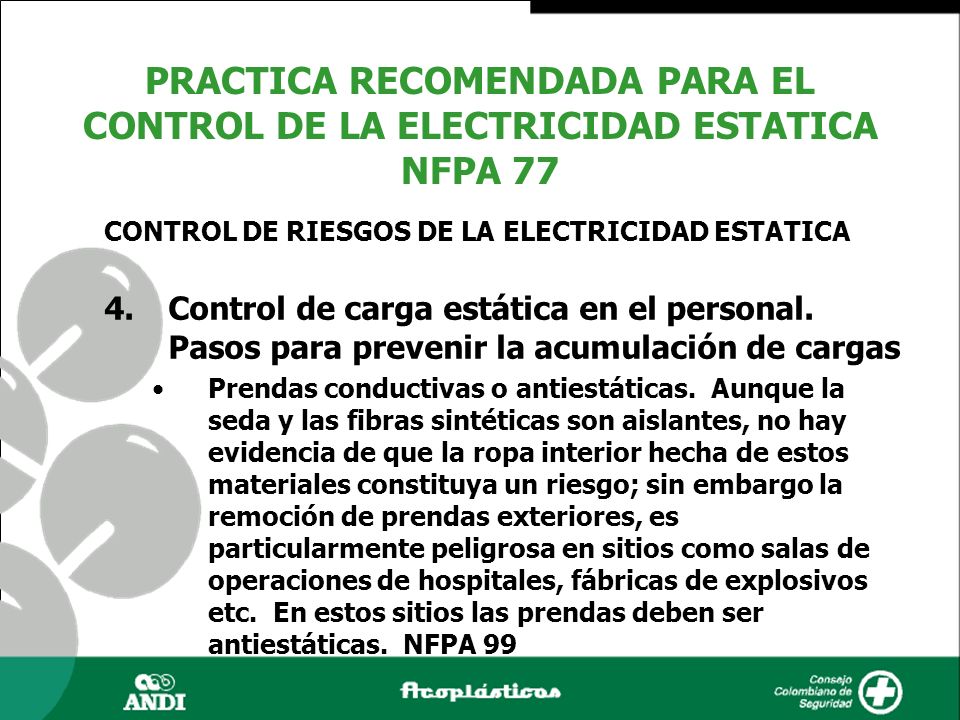 PRACTICA RECOMENDADA PARA EL CONTROL DE LA ELECTRICIDAD ESTATICA NFPA 77
