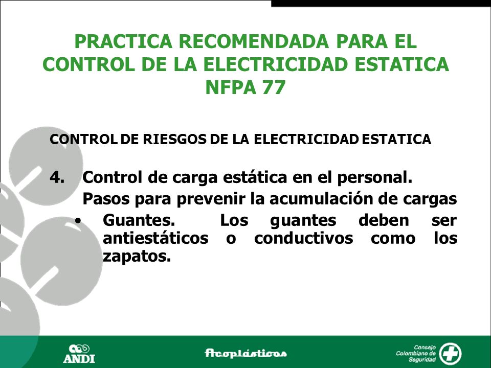 PRACTICA RECOMENDADA PARA EL CONTROL DE LA ELECTRICIDAD ESTATICA NFPA 77