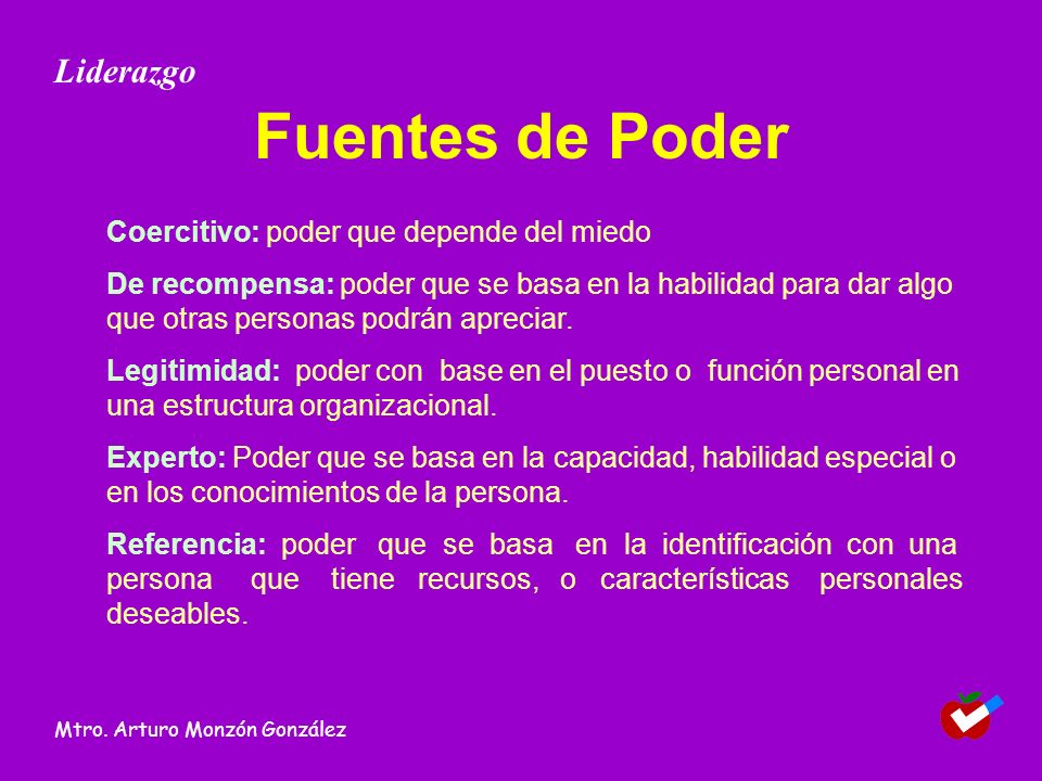 Fuentes de Poder Liderazgo Coercitivo: poder que depende del miedo