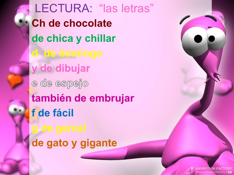 LECTURA: las letras Ch de chocolate de chica y chillar d de domingo