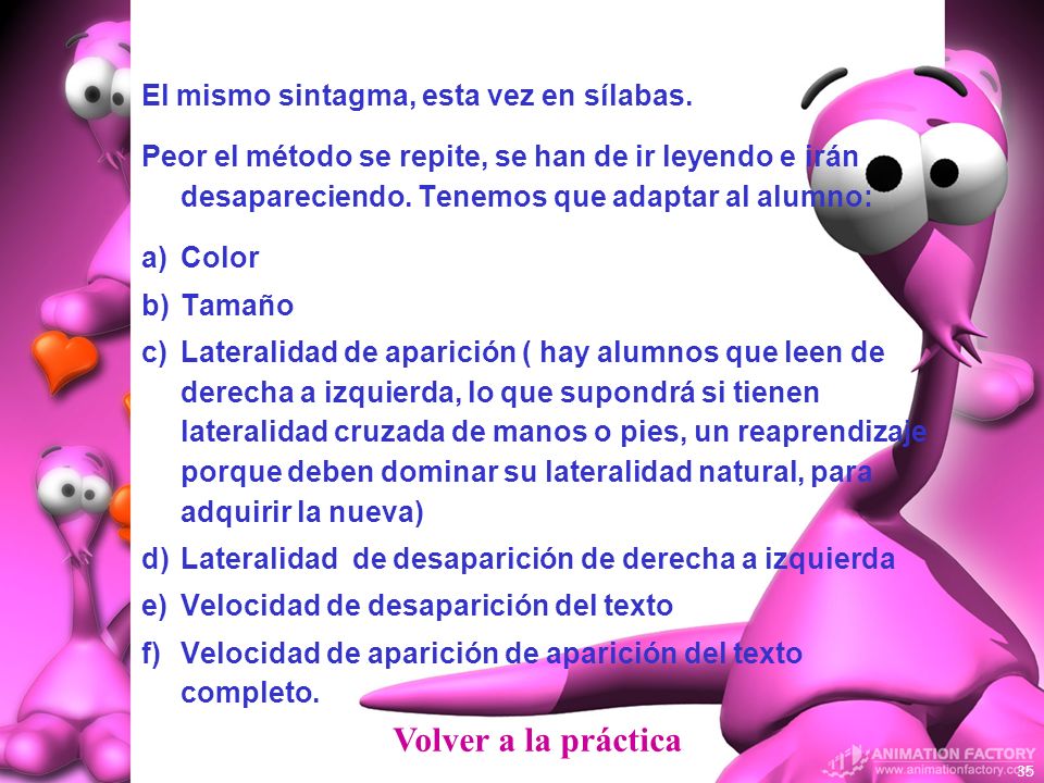 Volver a la práctica El mismo sintagma, esta vez en sílabas.