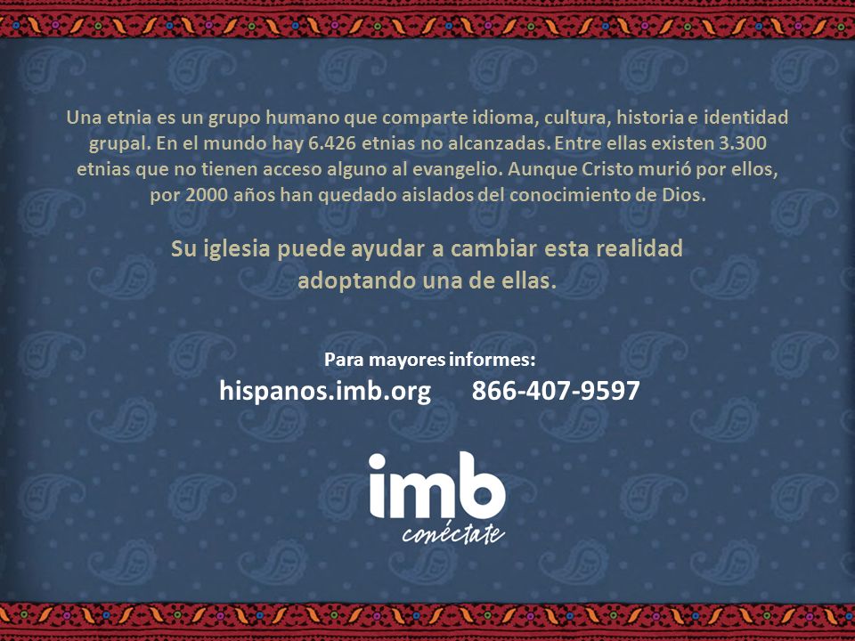 Su iglesia puede ayudar a cambiar esta realidad Para mayores informes: