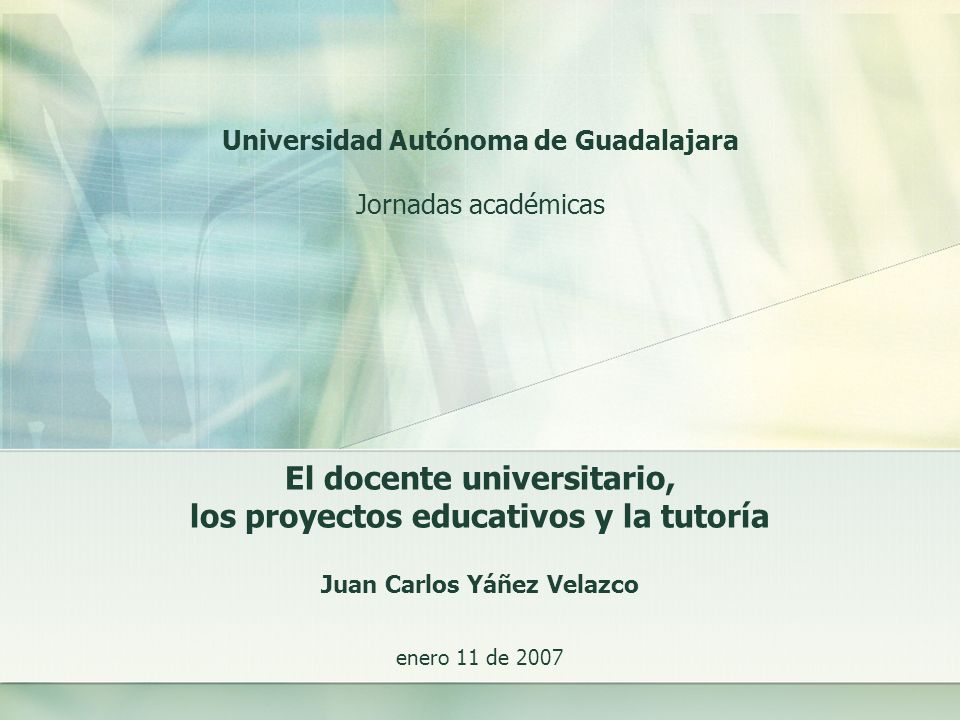 El docente universitario, los proyectos educativos y la tutoría