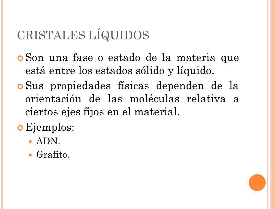 CRISTALES LÍQUIDOS Son una fase o estado de la materia que está entre los estados sólido y líquido.