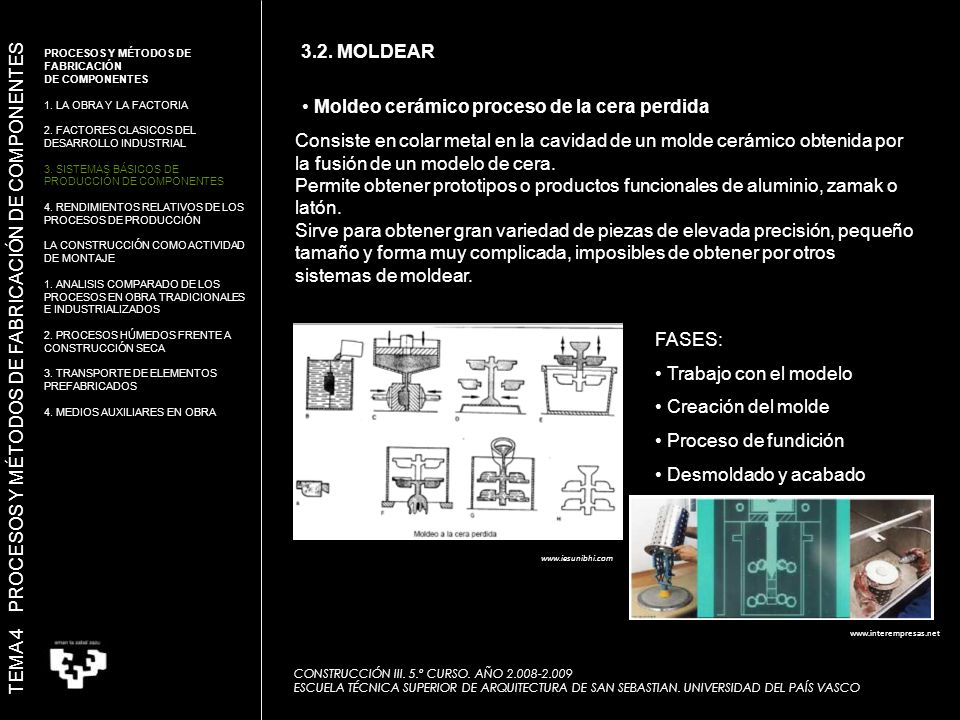 TEMA 4 PROCESOS Y MÉTODOS DE FABRICACIÓN DE COMPONENTES 3.2. MOLDEAR