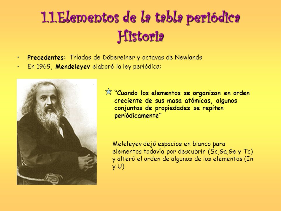 1.1.Elementos de la tabla periódica Historia
