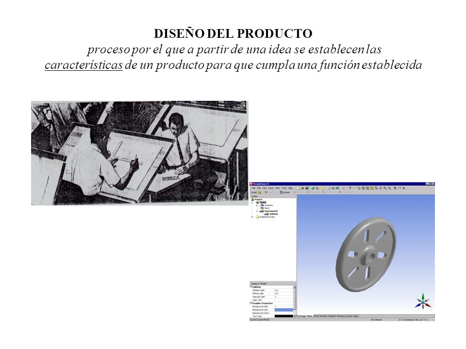 DISEÑO DEL PRODUCTO proceso por el que a partir de una idea se establecen las características de un producto para que cumpla una función establecida