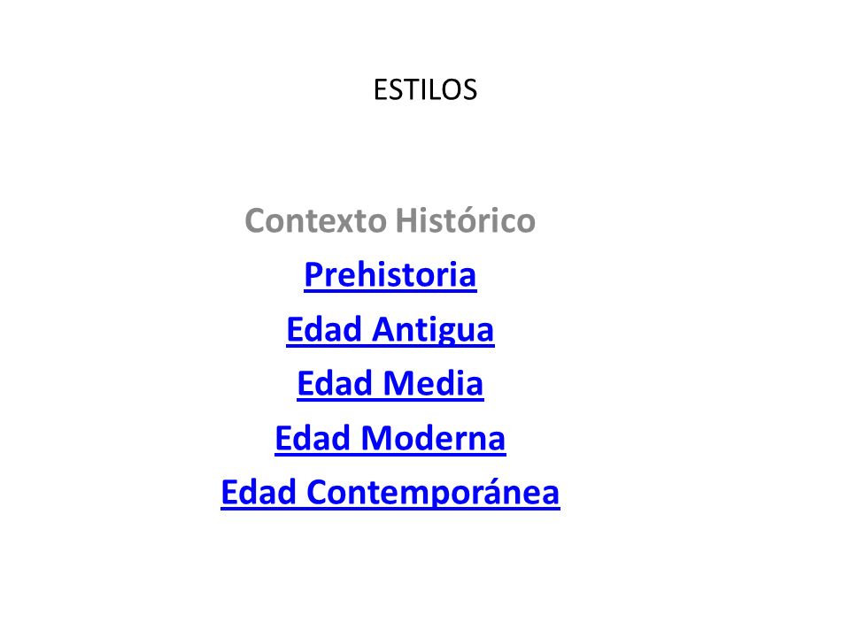Contexto Histórico Prehistoria Edad Antigua Edad Media Edad Moderna