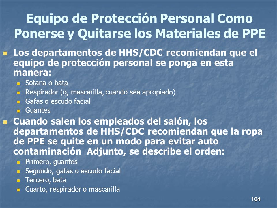 Equipo de Protección Personal Como Ponerse y Quitarse los Materiales de PPE