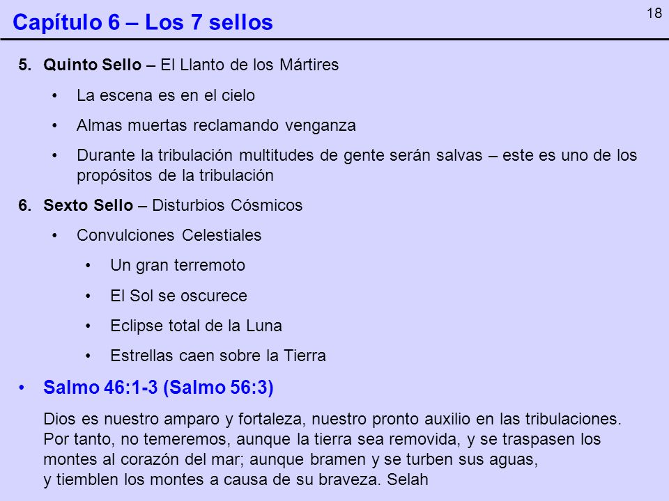 Capítulo 6 – Los 7 sellos Salmo 46:1-3 (Salmo 56:3)